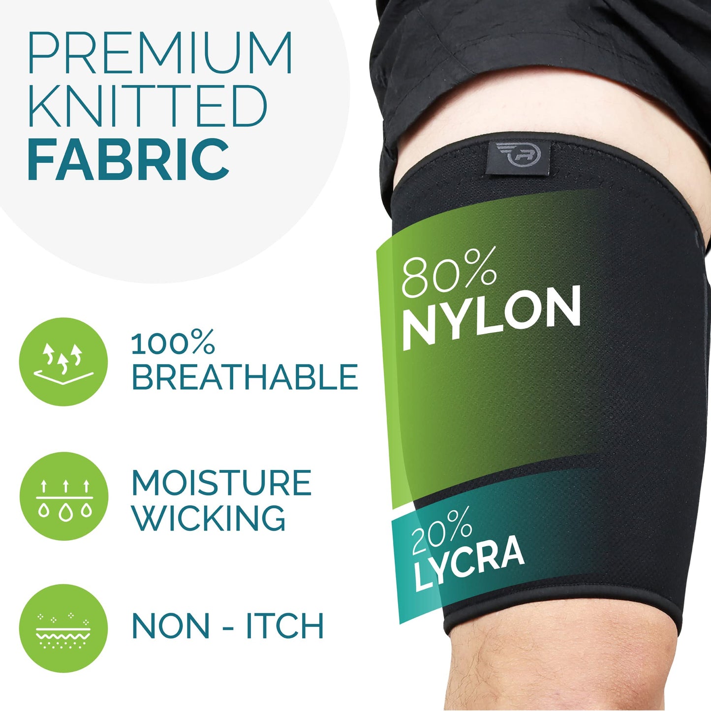 Thigh Compression Sleeve for Men & Women | Thigh Brace for Sciatica Pain Relief, Leg Injury, Hamstring & Hip Support | Ideal for Running & Workout (Medium, Black)