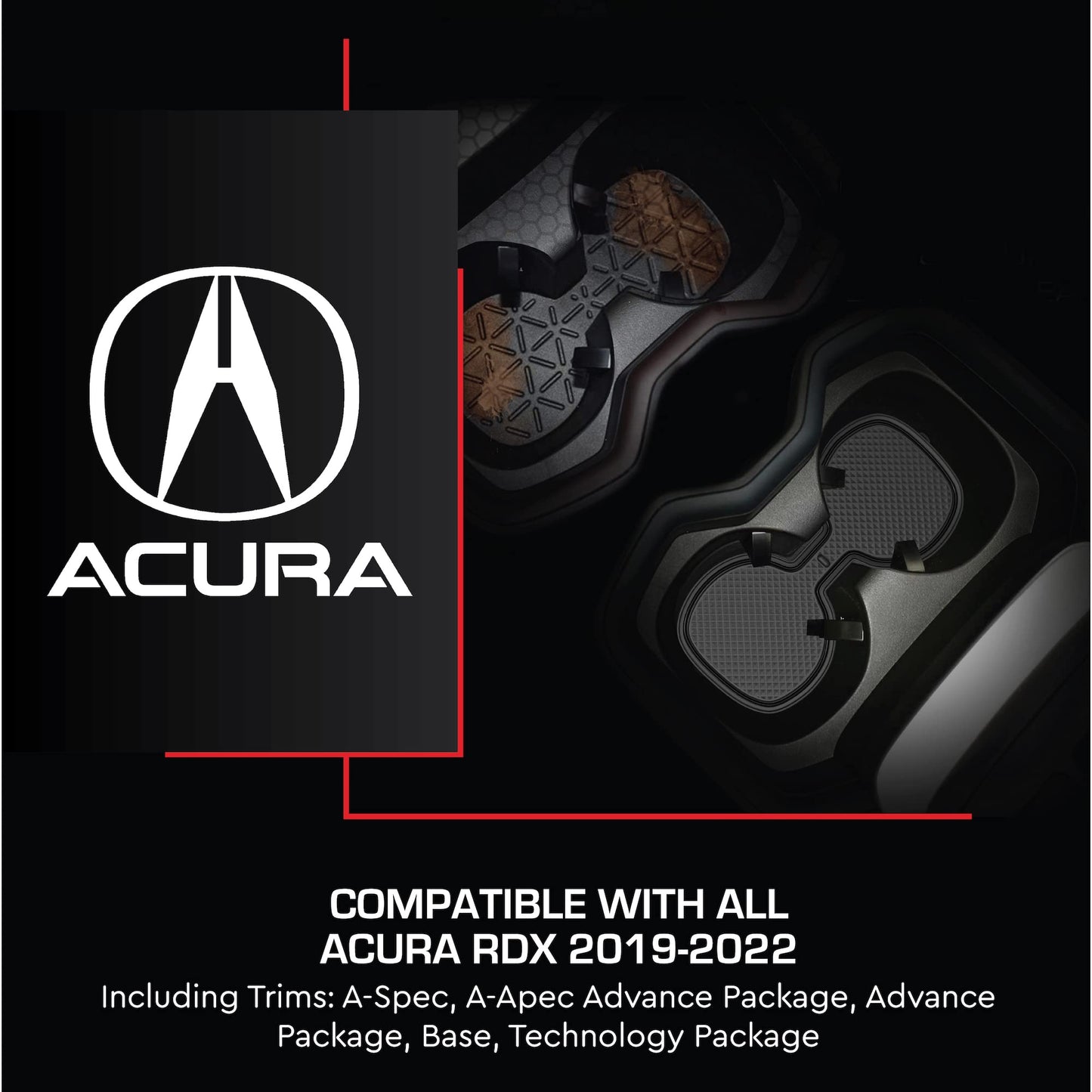 CupHolderHero for 2019-2023 Acura RDX Accessories - Interior Cup Holder Inserts, Center Console Liner Mats, Door Pocket 18-pc Set