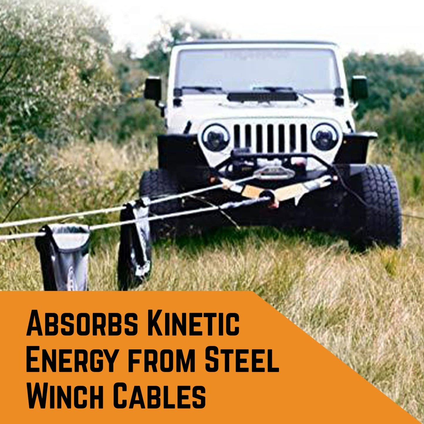 GearAmerica Winch Line Dampener - Prevents Injury or Damage by Reducing Cable Recoil - Reflective Safety Blanket - Stores Winching, Rigging & Towing Accessories