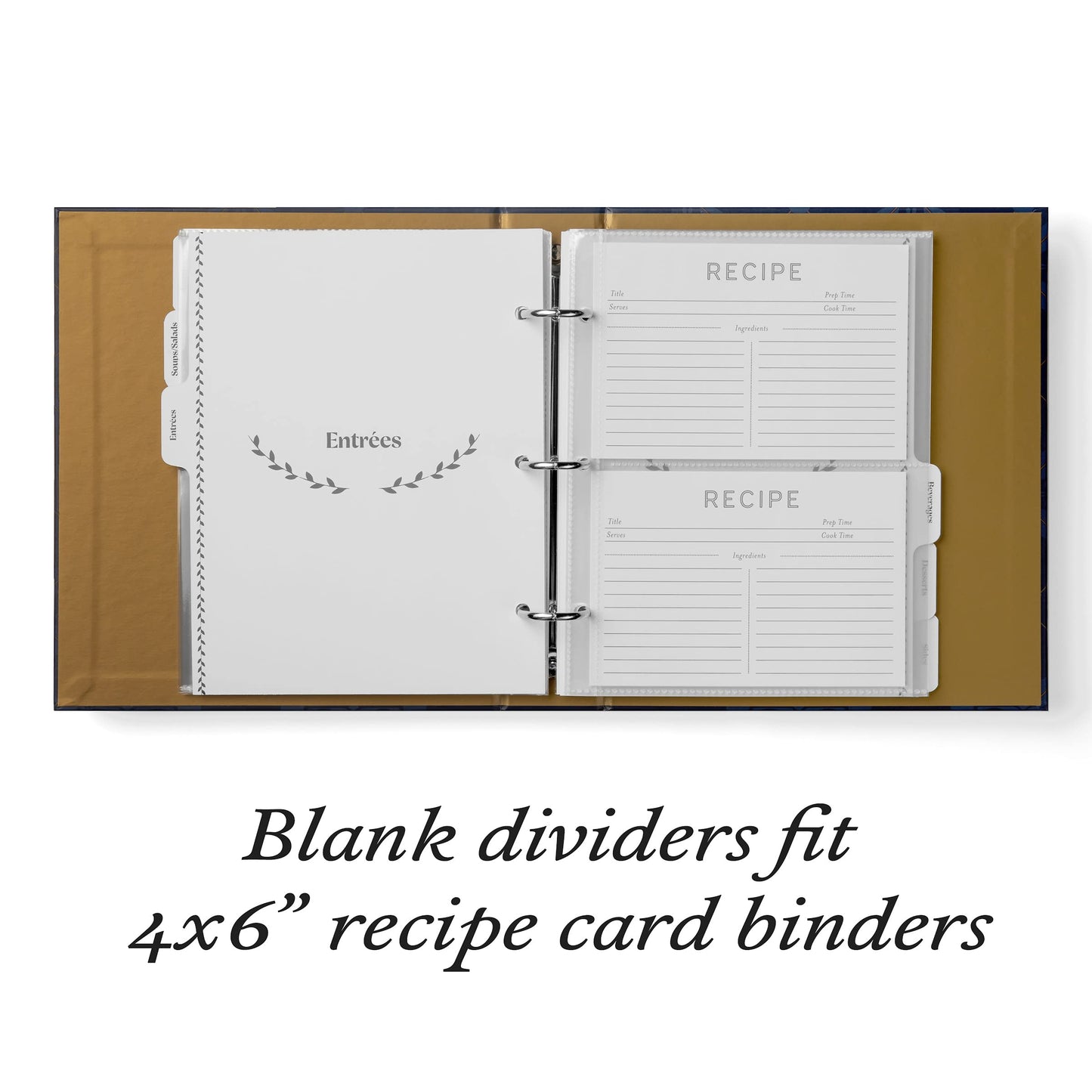 Jot & Mark Blank Recipe Binder Dividers with Tabs | Six Customizable Organizer Dividers for 3-Ring Binders