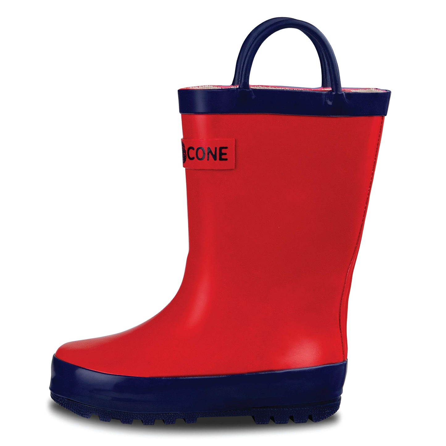 Lone Cone Rain Boots with Easy-On Handles for Toddlers and Kids, Firetruck Red, Toddler 5