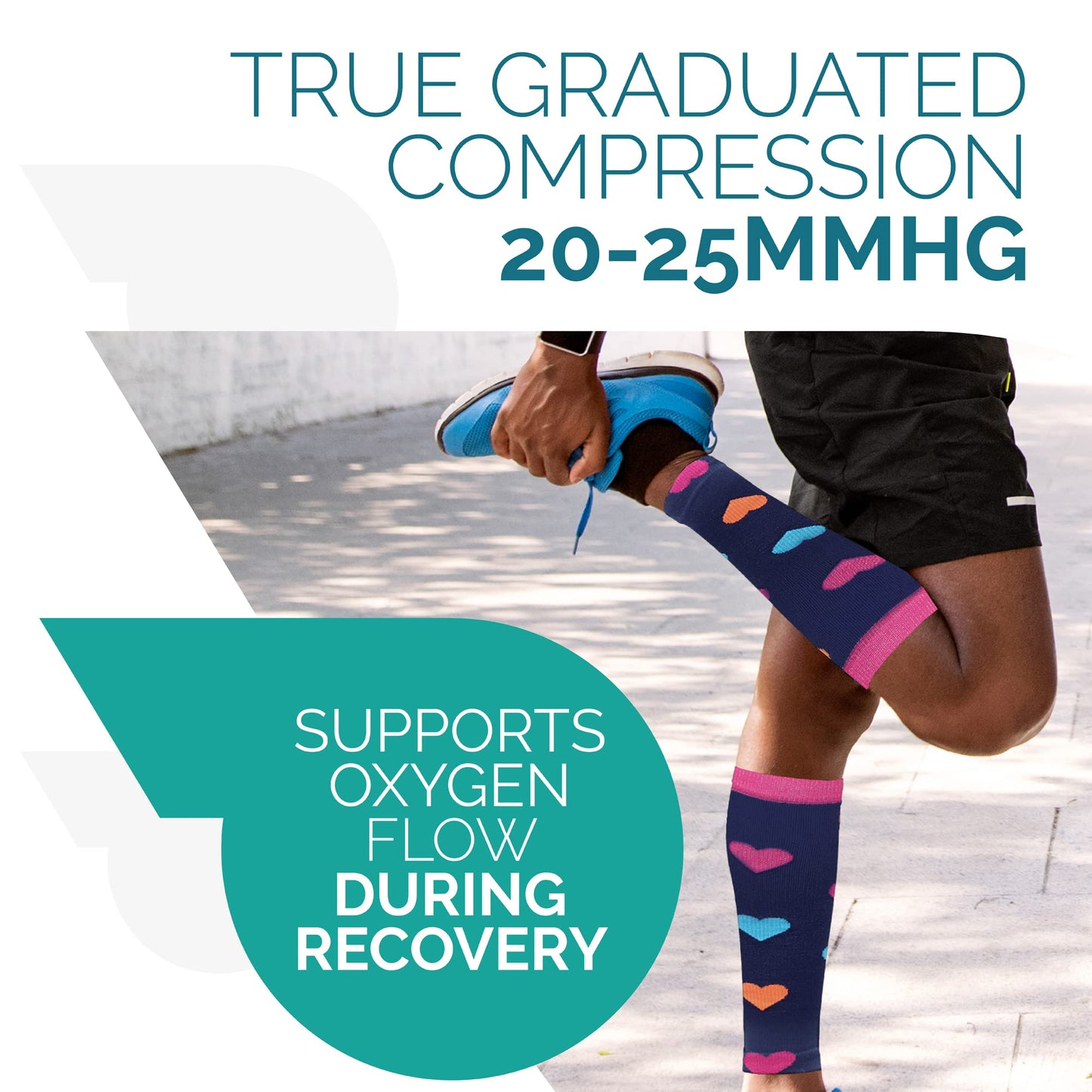 Calf Compression Sleeves for Men and Women - Leg Compression Sleeve - Footless Compression Socks for Runners, Shin Splints, Varicose Vein & Calf Pain Relief - Calf Brace for Running, Cycling, Travel