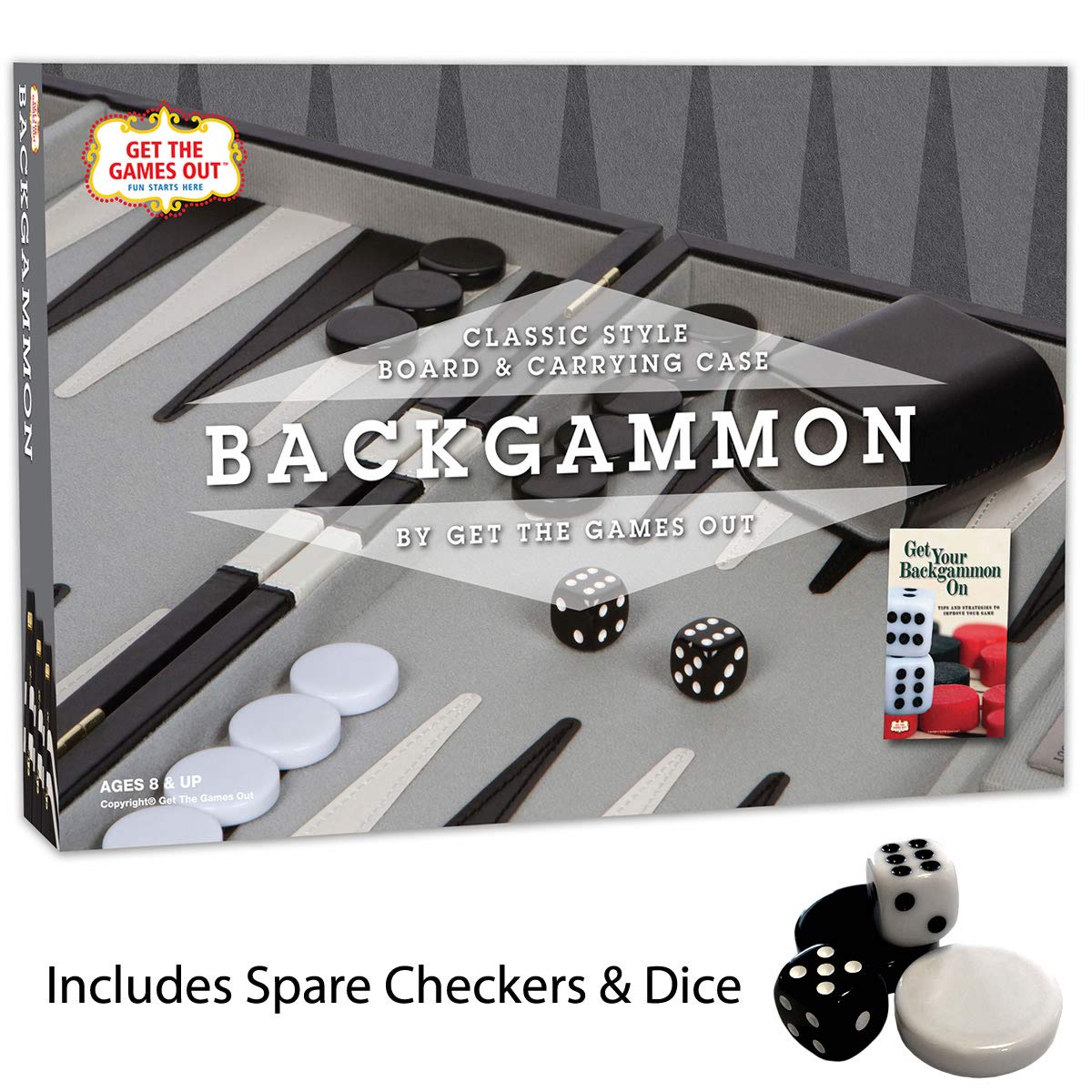 Get The Games Out Top Backgammon Set - Classic Board Game Case - Best Strategy & Tip Guide - Available in Small, Medium, Large and Extra Large Sizes