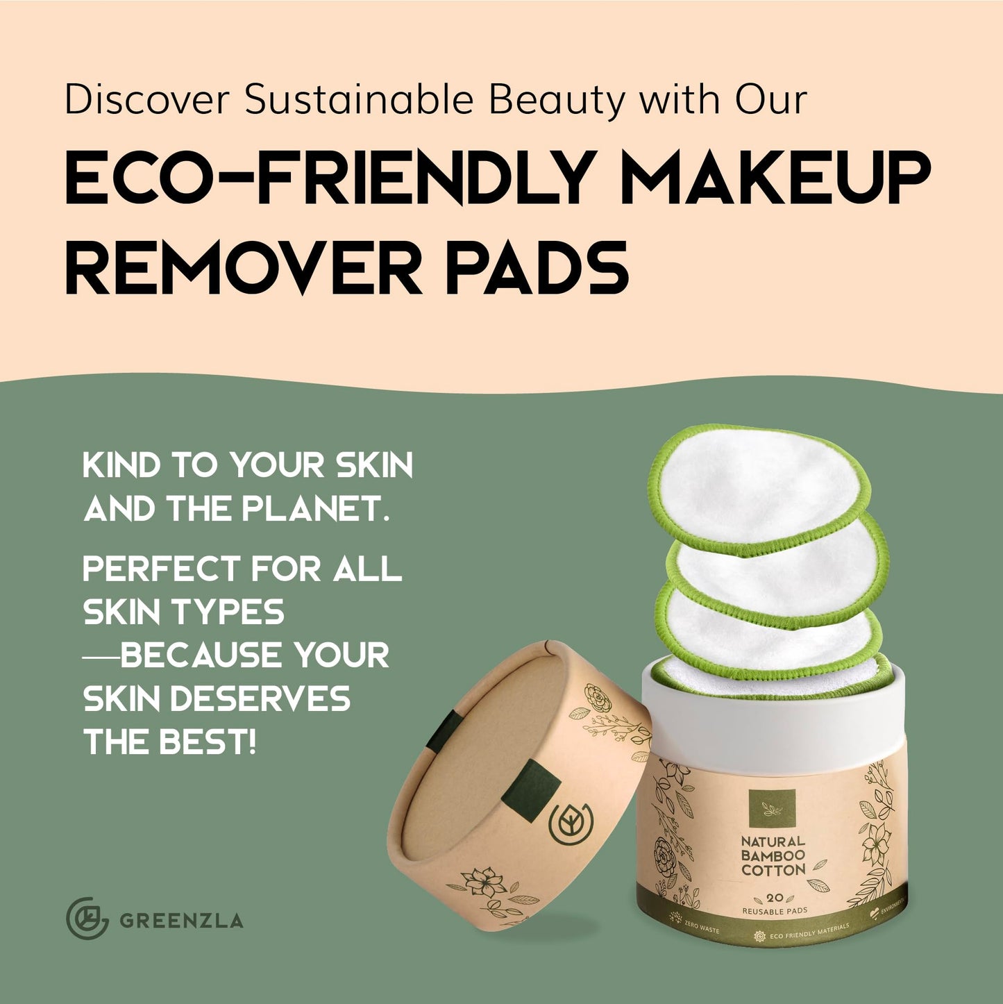 Greenzla Reusable Makeup Remover Cotton Pads | Premium Skincare and Eco-Friendly, Machine-Washable