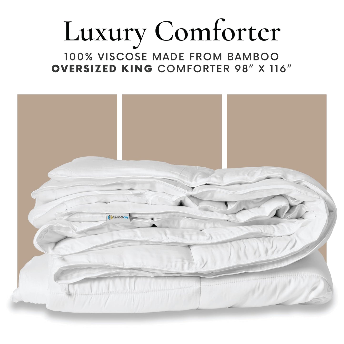 Bamboo Bay All Season Comforter - 100% 100% Viscose Made from Bamboo Comforter Size - Duvet Insert with Corner Tabs - Quilted Down Alternative Cooling Comforter - White