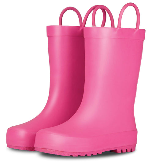 Lone Cone Elementary Collection - Premium Natural Rubber Rain Boots with Matte Finish for Toddlers and Kids, Bubblegum Pink, Little Kid 3