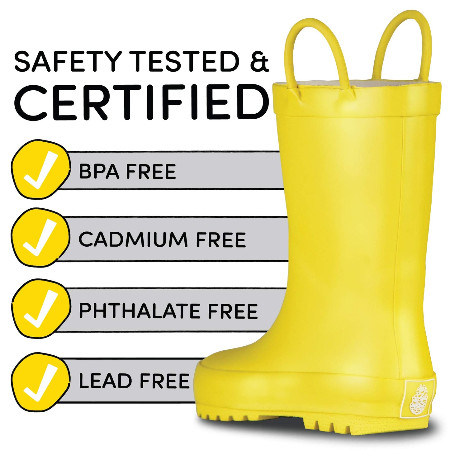 Lone Cone Elementary Collection - Premium Natural Rubber Rain Boots with Matte Finish for Toddlers and Kids, Sunshine Yellow, Toddler 9