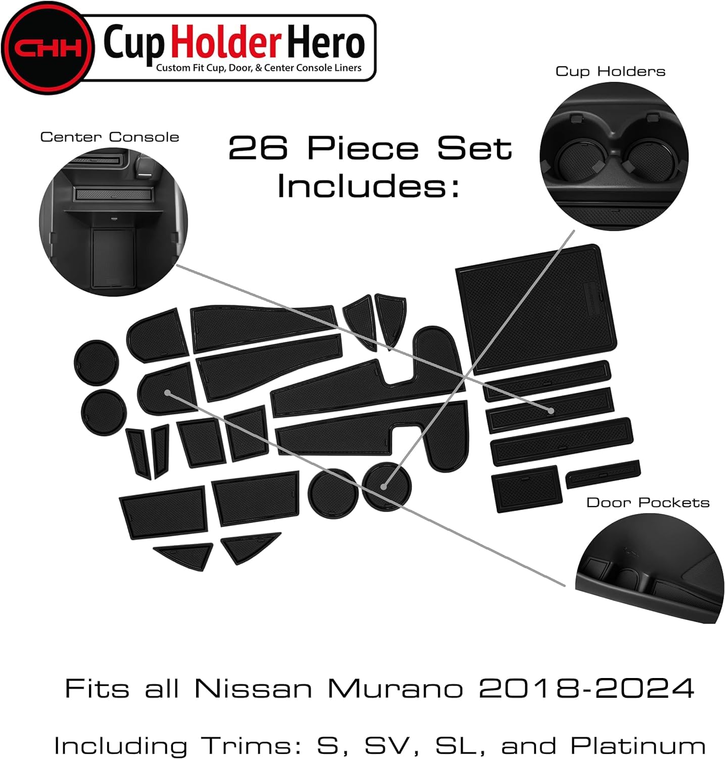 2018-2022 Nissan Murano - Premium Cup Holder Liners Kit