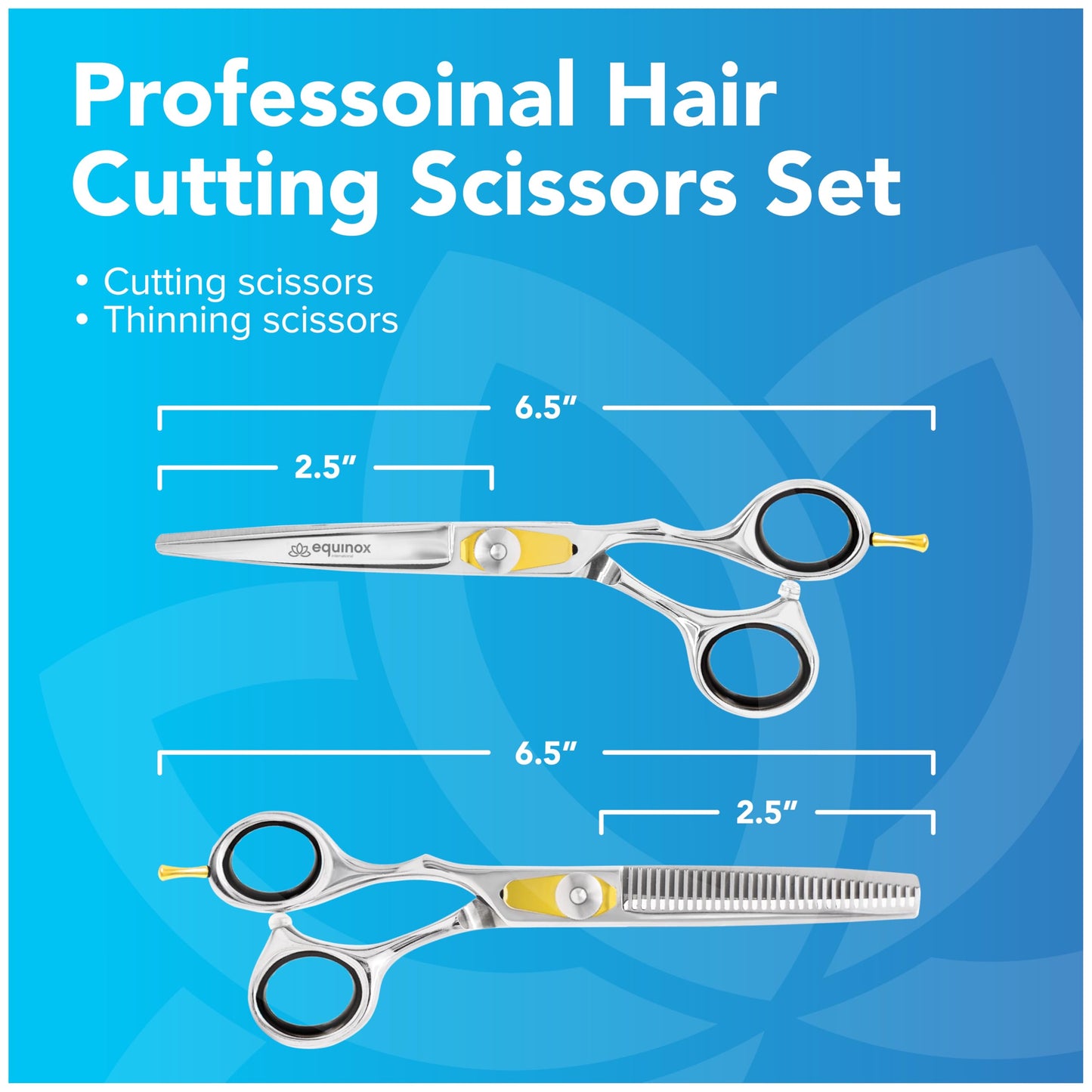 Equinox Professional Hair Scissors Set - Includes Barber Scissors & Thinning Shears for Hair Cutting & Grooming, Premium Japanese Stainless Steel Hair Cutting Scissors, Barber Accessories & Hair Tools