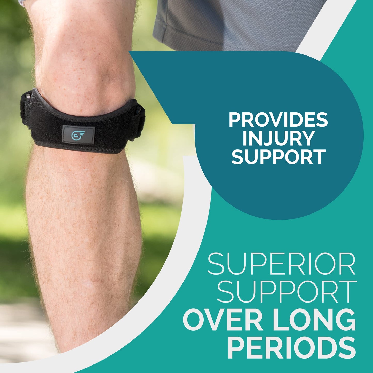 Run Forever Sports Patella Strap Knee Brace Support for Arthritis, ACL, Running, Basketball, Meniscus Tear, Athletic. Best Knee Brace for Hiking, Soccer, Volleyball & Squats