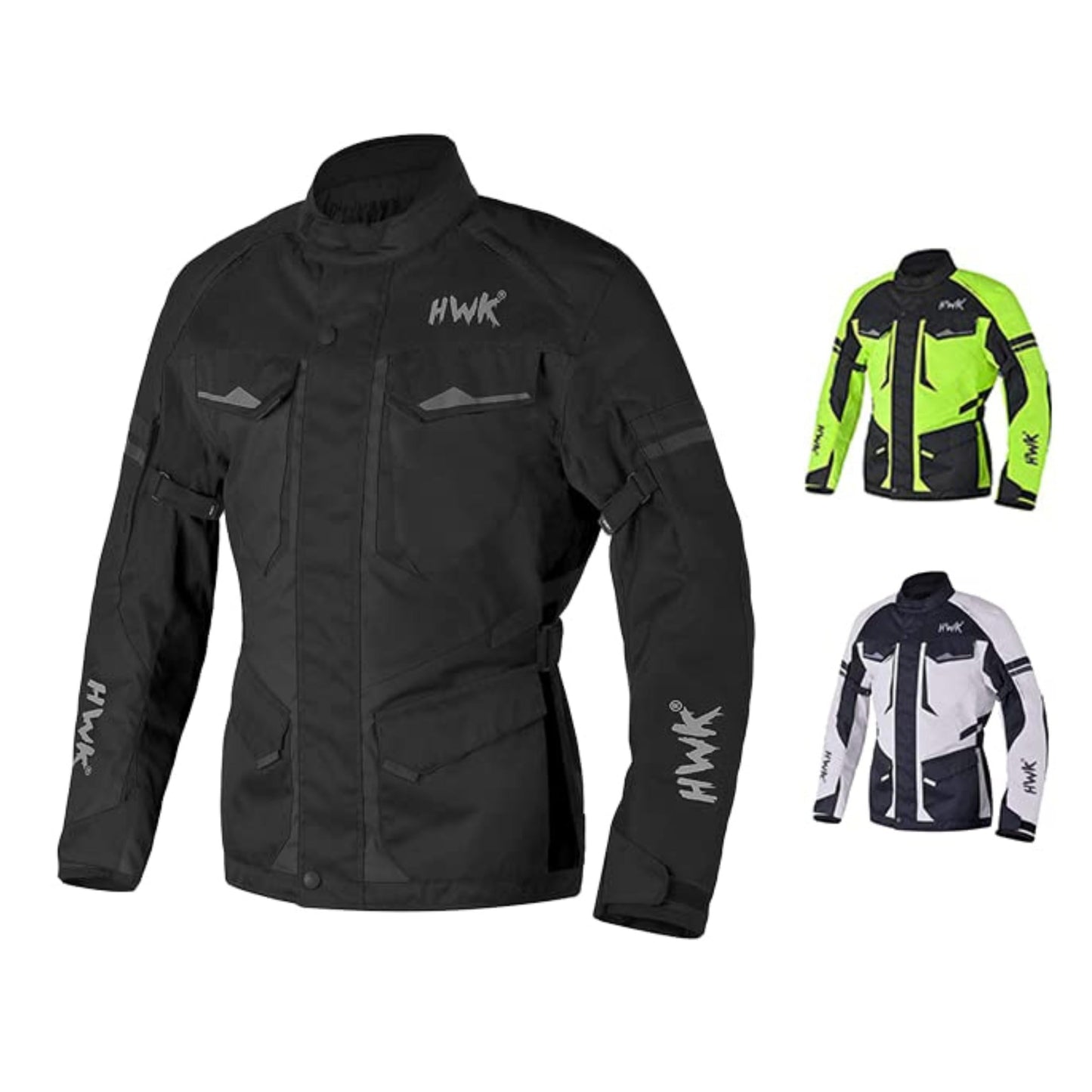 HWK Motorcycle Jacket for Men Adventure/Touring with Cordura Textile Fabric for Motorbike Riding and Impact Protection Armor