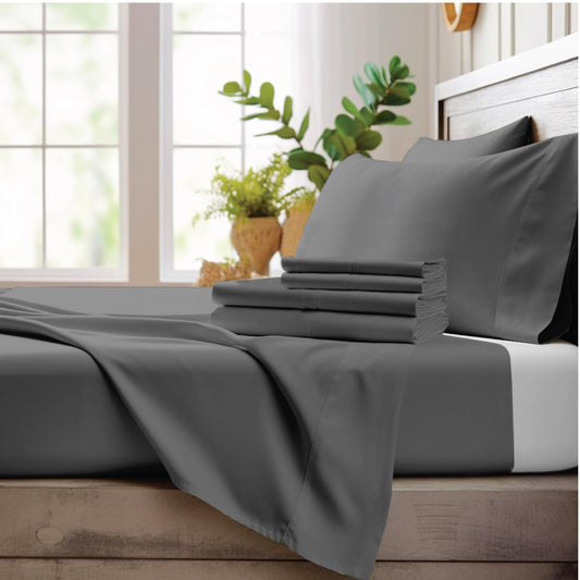 Bamboo Bay 4 Piece Queen Sheet Set - 100% Viscose Made from Bamboo Sheets Queen Size Bed Set - Soft Cooling Sheets for Hot Sleepers - Breathable Queen Sheets Fits Up to 16'' Deep Pocket - Light Blue