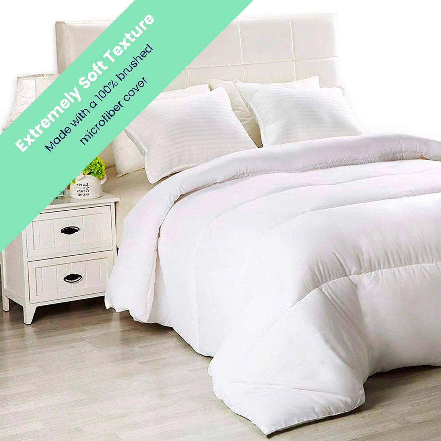 Perfect Thin Duvet Insert  - White, All Season Down Alternative Comforter Insert, Soft, Plush Microfiber Fill, Machine Washable, Queen Size