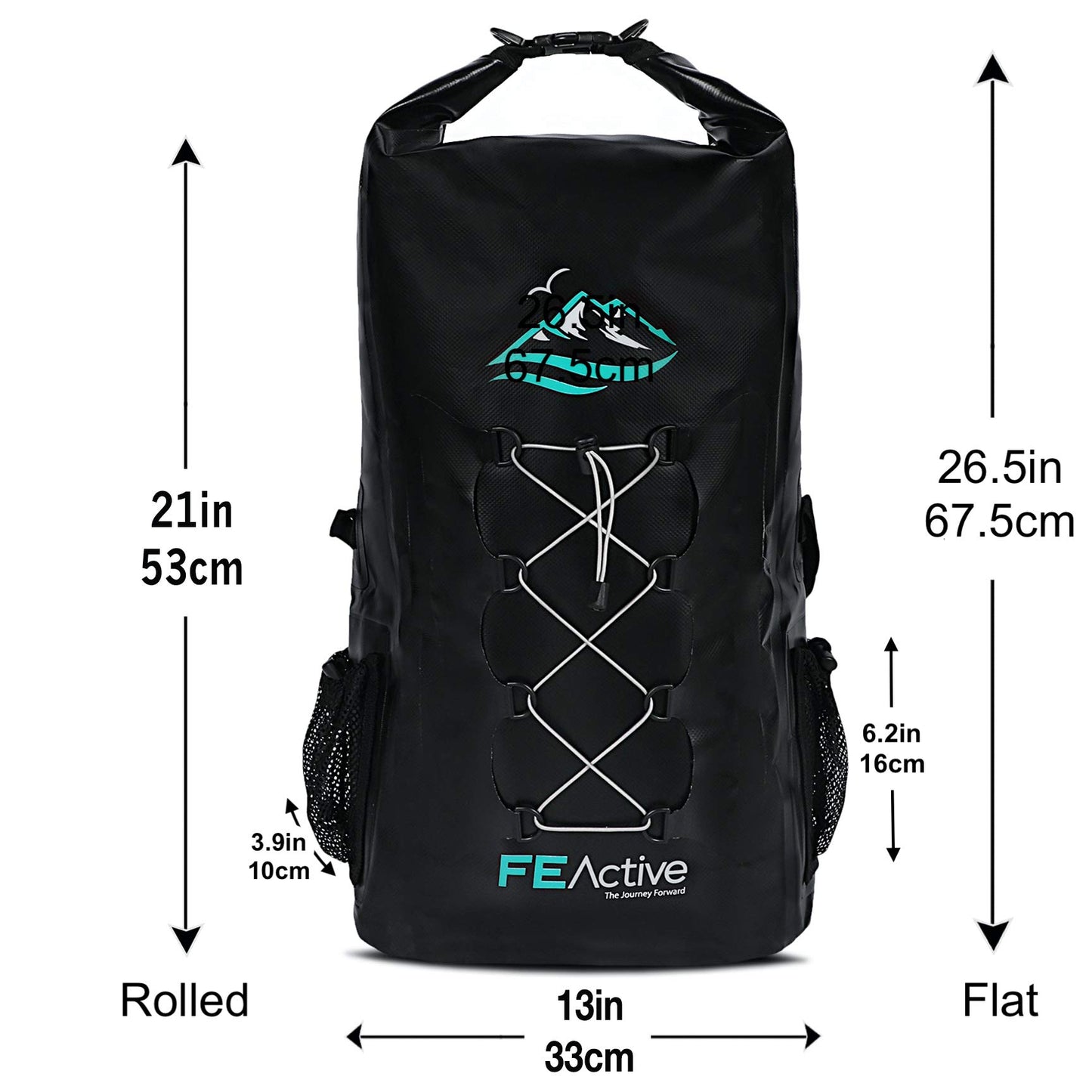 FE Active Dry Bag Waterproof Backpack - 30L Eco Friendly Bag for Men & Women for Fishing, Travel, Hiking, Beach & Survival Gear. Storage for Camera & Camping Accessories | Designed in California, USA