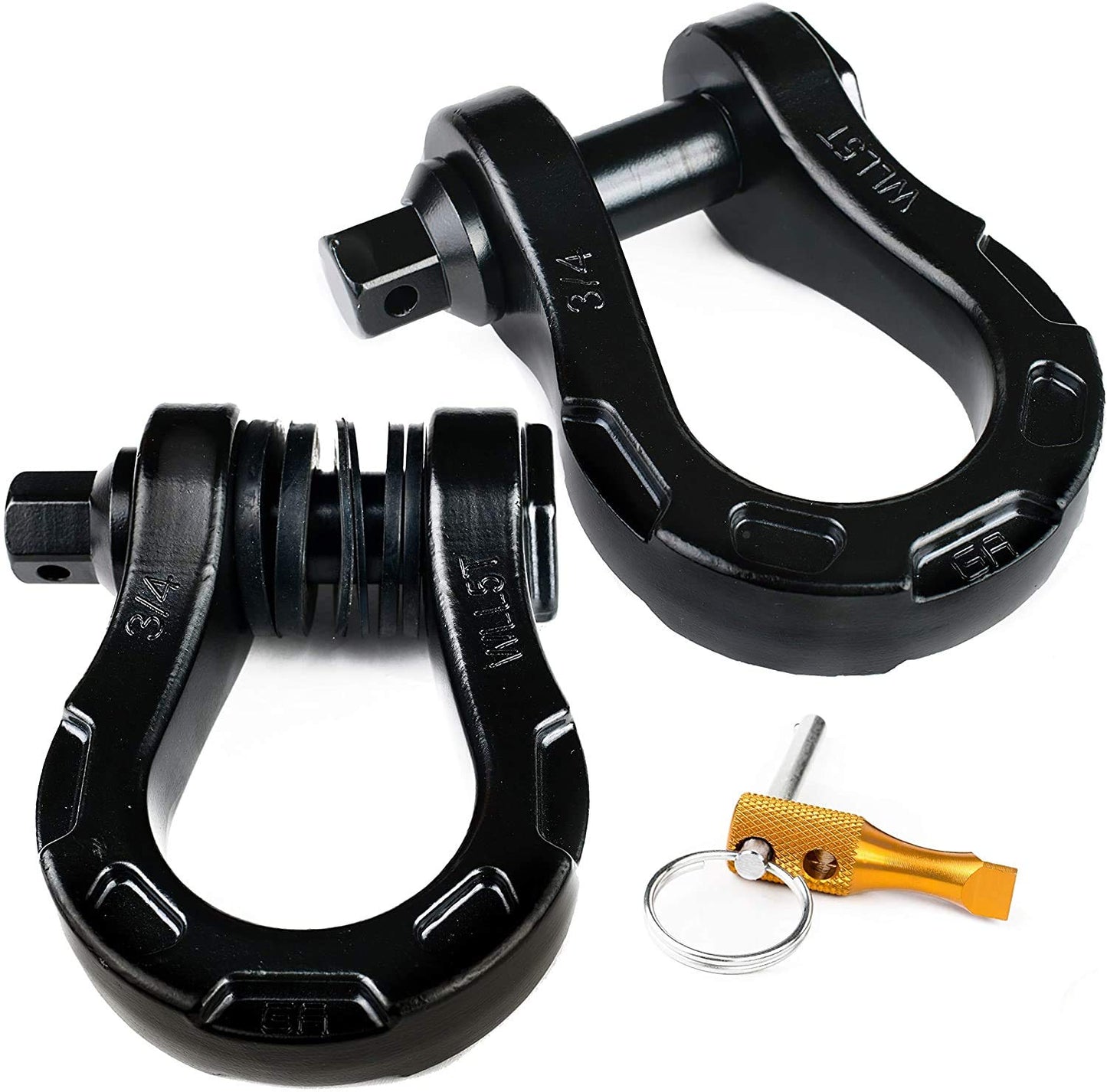 GearAmerica Aluminum ULTRA Bow Shackles with AntiTheft Locking Pin | 30,000 LBS MBS (10,000 LBS WLL)