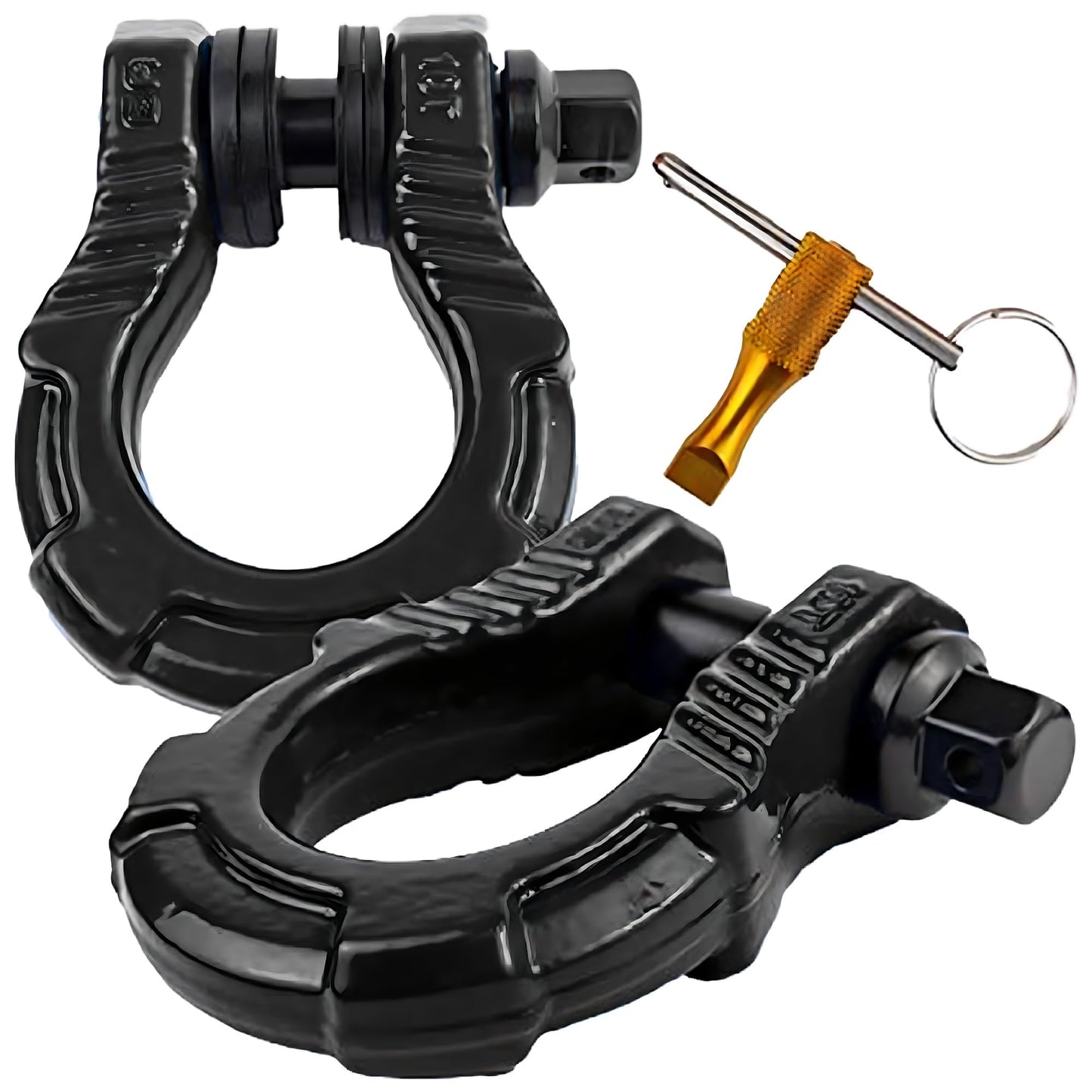 GearAmerica UBER Shackles with Anti-Theft Lock | Forged Carbon Steel | 80,000 lb (40T) MBS & 20,000 lb (10T) WLL