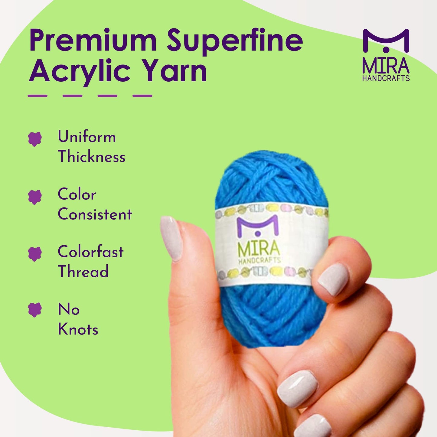 Mira HandCrafts 24 Acrylic Yarn Skeins | 525 Yards of Craft Yarn for Knitting and Crochet | Includes 2 Hooks, 2 Weaving Needles,7 E-Books as Crochet Accessories | Perfect Crochet kit for Beginners