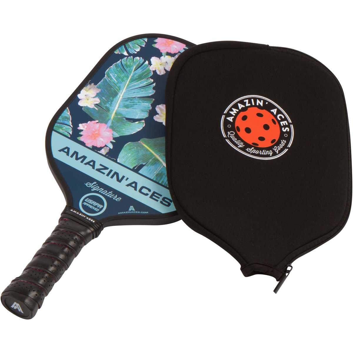 Amazin' Aces Signature Pickleball Single Paddle Green - 1 USAPA-Approved Pickleball Racket with Graphite Face & Polymer Honeycomb Core, 1 Paddle Cover & 1 Carry Bag