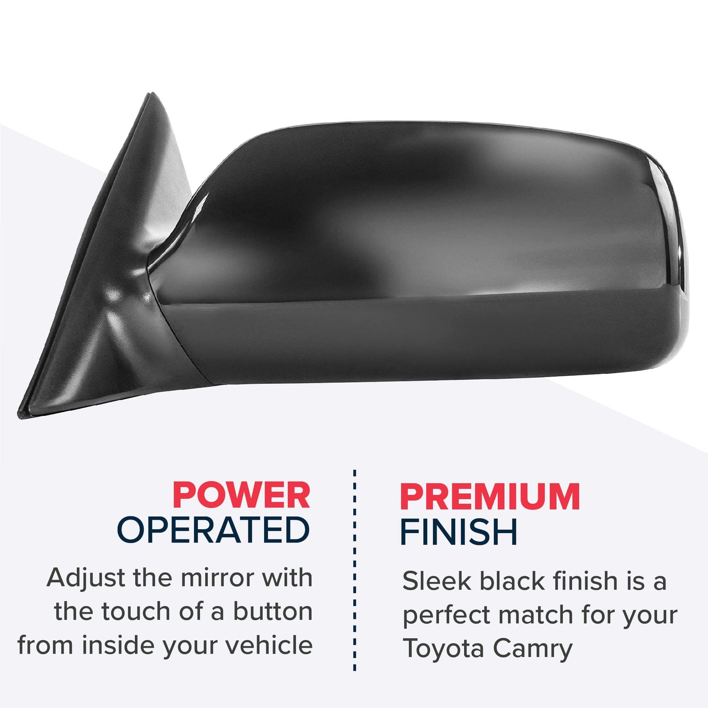 Dependable Direct Side Mirror for Toyota Camry (USA Built) (2007 2008 2009 2010 2011) Unpainted Non-Heated Non-Folding Door Outside Rear View Replacement Mirror