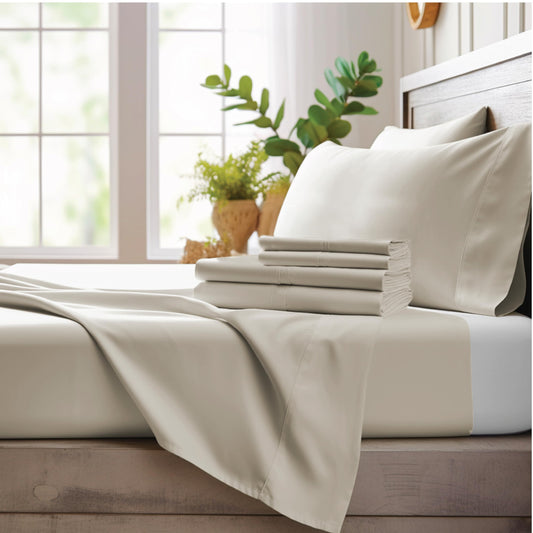 Bamboo Bay 4 Piece King Size Sheets Set - 100% Viscose Made from Bamboo Sheets King Size - Soft Cooling Sheets for Hot Sleepers - Breathable King Sheets Deep Pocket Fits Up to 16" Mattress - Ivory