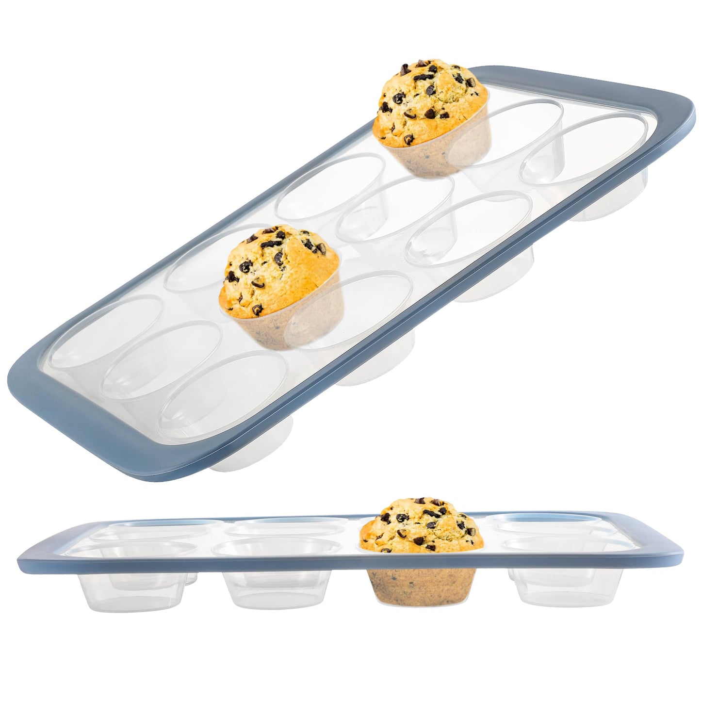 Chef's Path Silicone Muffin Pan - Nonstick BPA-Free Cupcake Molder for Muffins and Cupcakes with Stainless Steel Frame, 12 Cups, 2 Pcs - Essential Baking Accessory