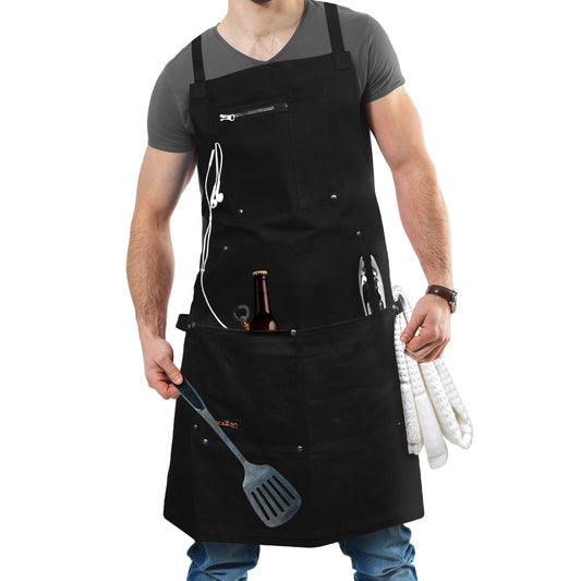 ecoZen Lifestyle Professional Grade Chef Apron for Men - Ideal for Kitchen,BBQ,Cooking, and Grill