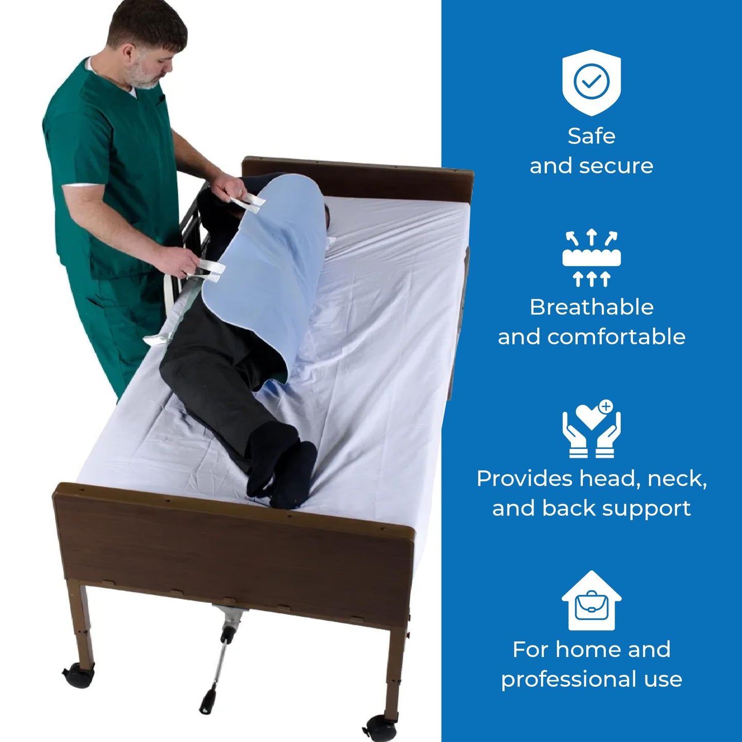 Patient Aid 34" x 36" Positioning Bed Pad with Handles (2 Pack) | Incontinence Mattress Bedding Protector Liner Underpad | Straps for Lift/Transfer | Reusable Washable Waterproof | Hospital Quality