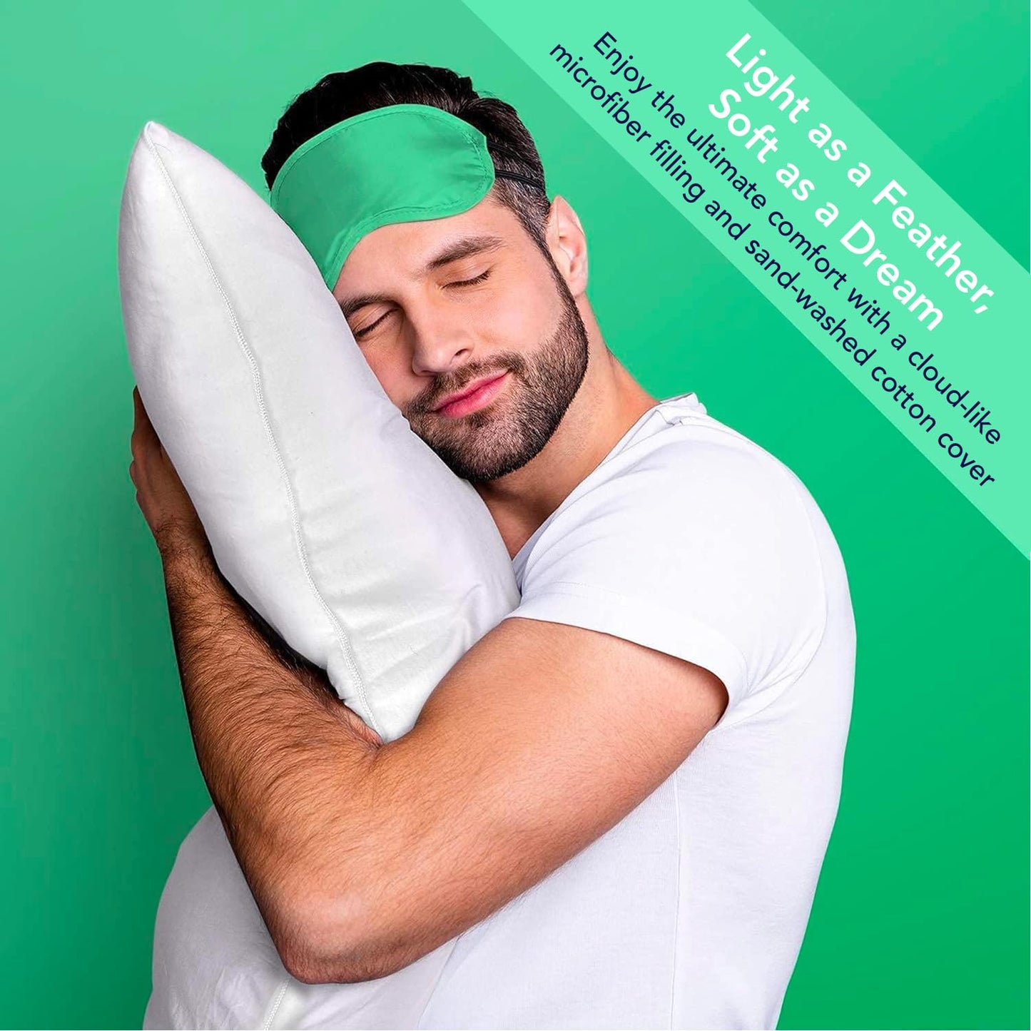 Celeep Bed Pillows- Premium Sleeping Pillows - Soft Sand Washed Cover - Microfiber Filling