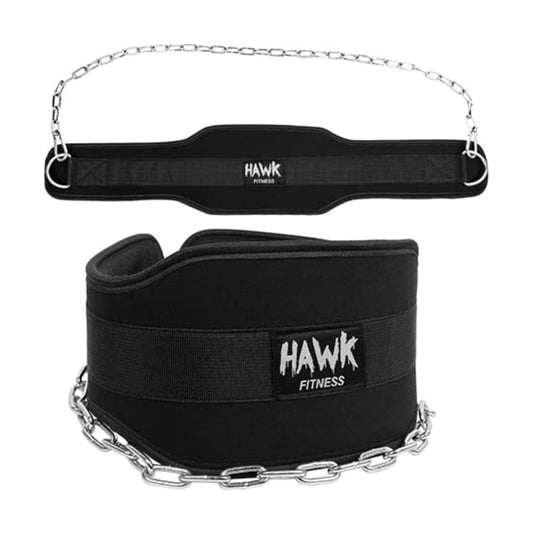 Hawk Sports Dip Belt with Chain for Bodyweight Exercises, Black 6" Padded Weightlifting Belt with 36" Steel Chain and D-Ring Carabiners, Lift 300 lbs. of Dumbbells, Kettlebells, or Weight Plates