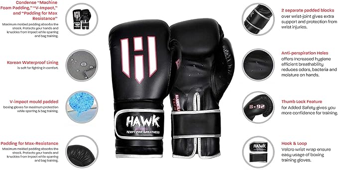 Hawk Sports Boxing Gloves for Men and Women with Foam Padding for Throwing Knockout Punches with Power and Confidence