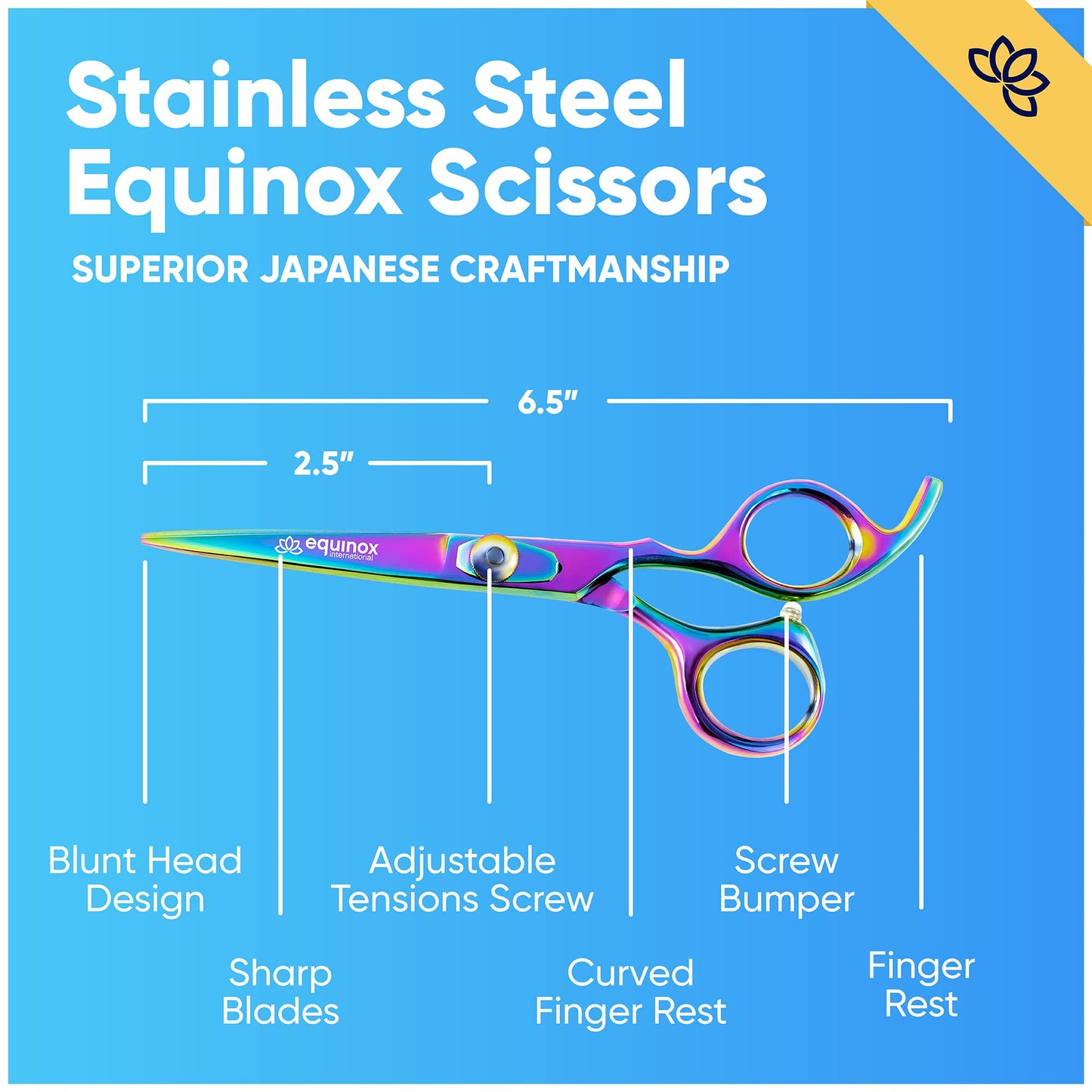 Equinox Razor Edge Series Professional Hair Scissors - 6.5� Premium Japanese Stainless Steel Hair Cutting Scissors, Hair Shears, Hair Razors for Hair Cutting, Barber Accessories & Hair Salon Supplies