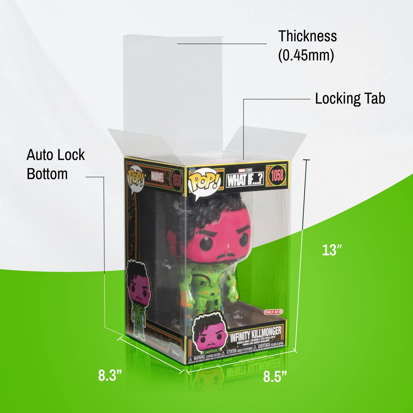 EcoTEK Protectors 10 Inch Funko Pop Protector with Locking Tab - Crystal Clear, Heavy Duty, Acid-Free Storage Box and Display Case with Film, 0.45mm Thickness (2 pcs)