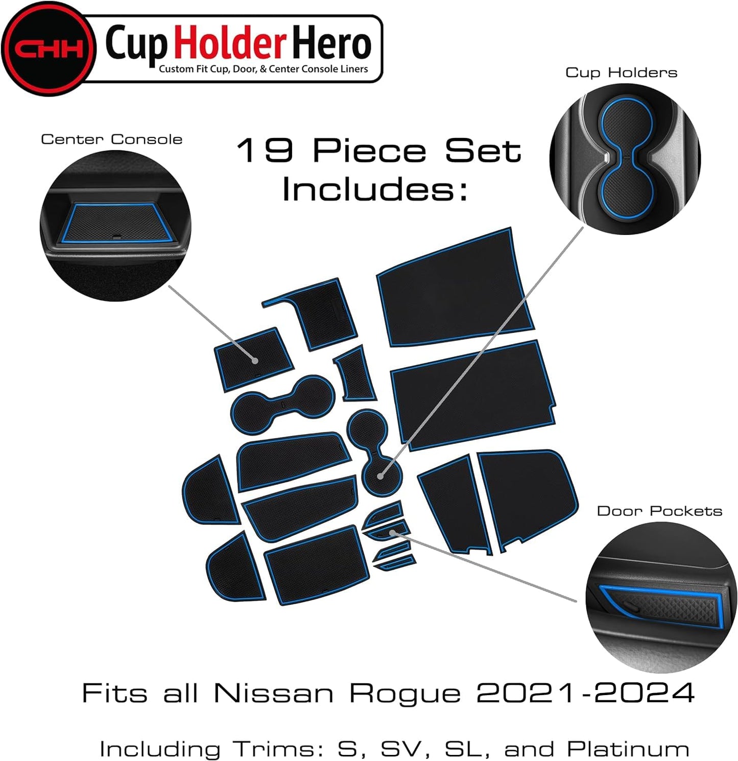 2021-2022 Nissan Rogue - Premium Cup Holder Liners Kit