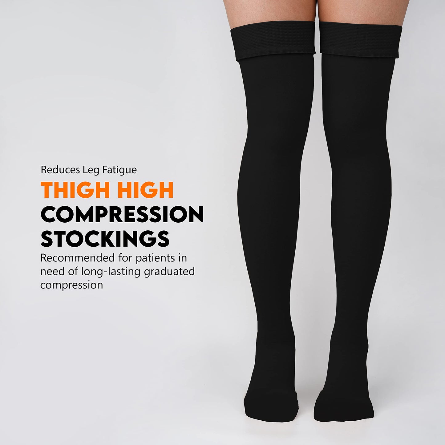 Thigh High Compression Stockings 20-30mmHg Closed Toe - Graduated Medical Class 1 Support for Women & Men - Black, Medium