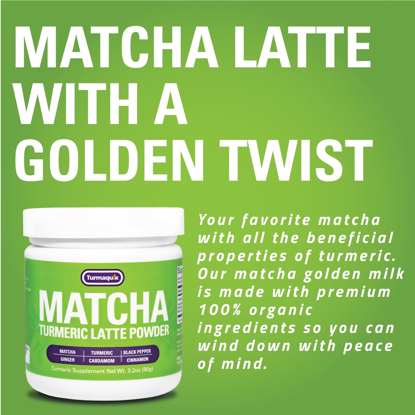 Turmaquik Organic Turmeric Matcha Powder, Matcha Latte Powder with Turmeric