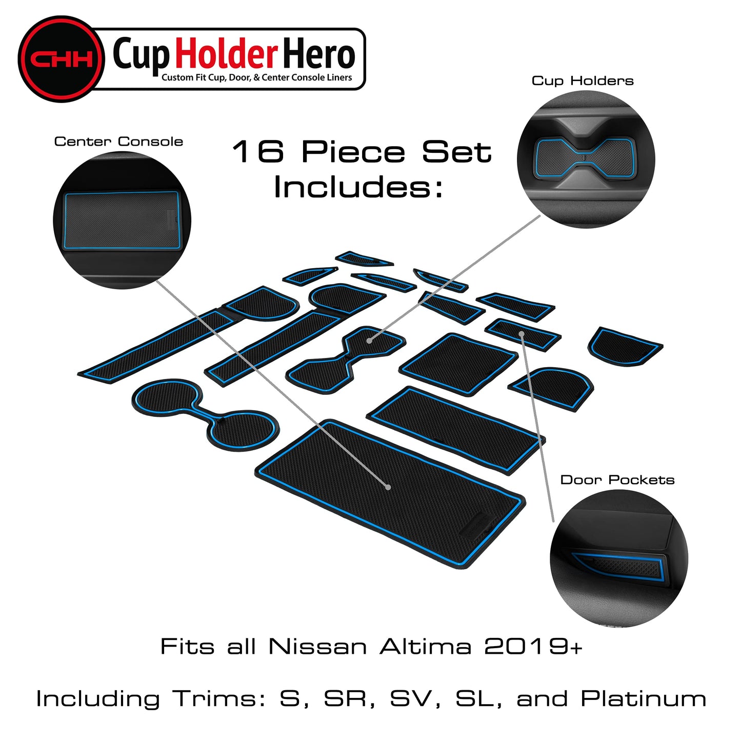 2019-2022 Nissan Altima - Premium Cup Holder Liners Kit