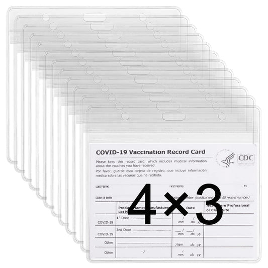 Will Well ID Card Holder for Business Travel, 4X3 Inches Waterproof ID Card Protector, Plastic Transparent ID Badge Card Protector