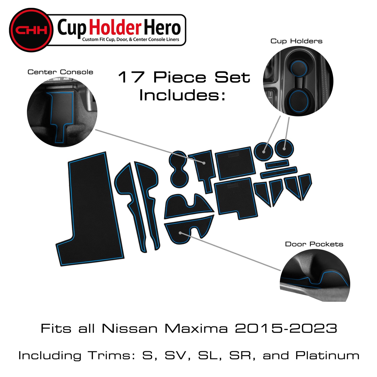 2015-2022 Nissan Maxima - Premium Cup Holder Liners Kit