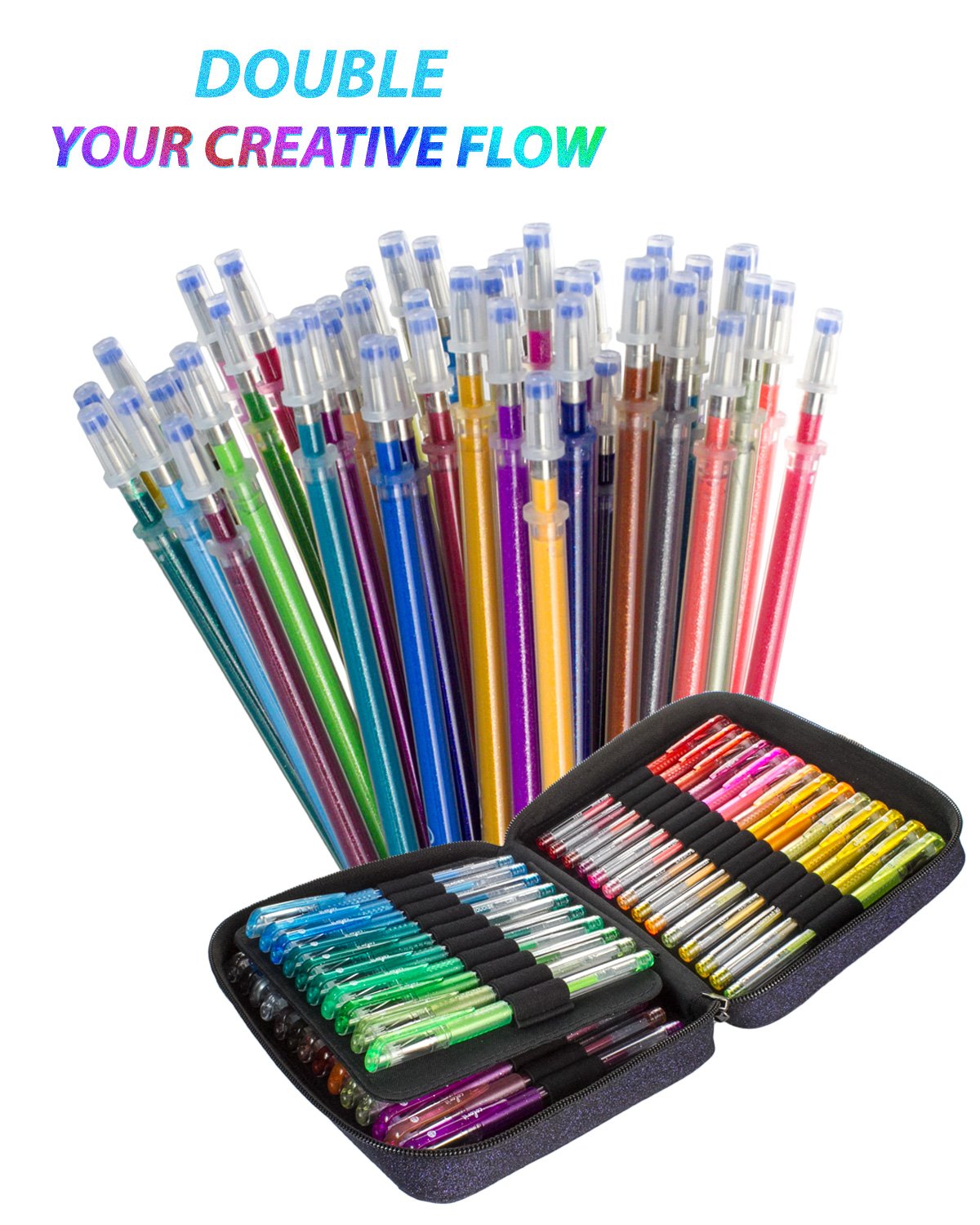 ColorIt 48 Gel Pen Ink Refills for Glitter, Metallic, and Neon - Color Coded for Easy Replacement