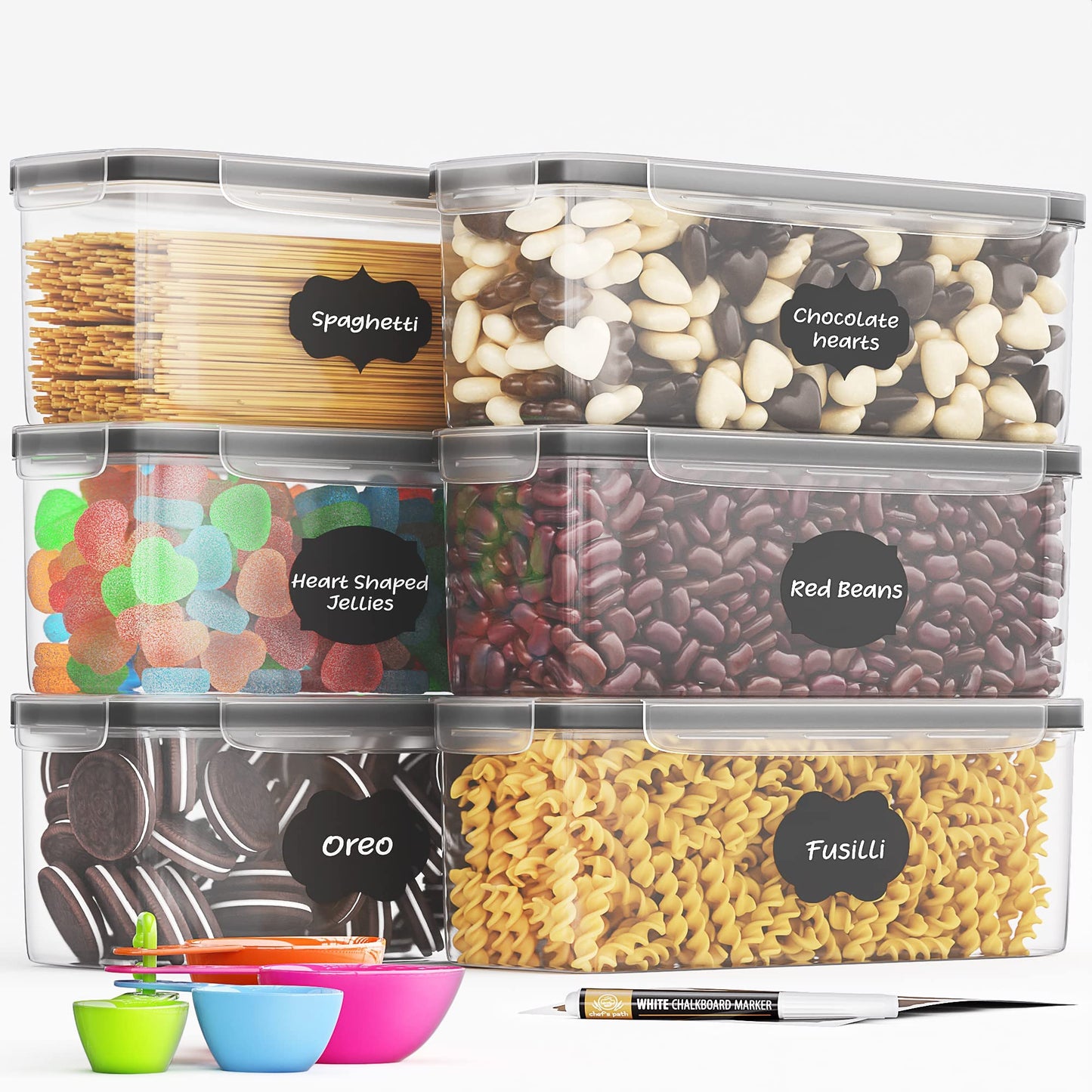 Airtight PastaStorage Containers with Lids (2.3 L Each) SET OF 6