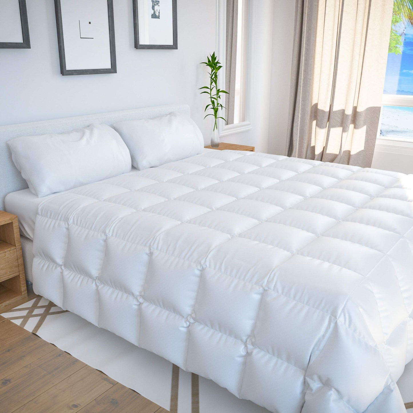 Bamboo Bay All Season Comforter - 100% 100% Viscose Made from Bamboo Comforter Size - Duvet Insert with Corner Tabs - Quilted Down Alternative Cooling Comforter - White