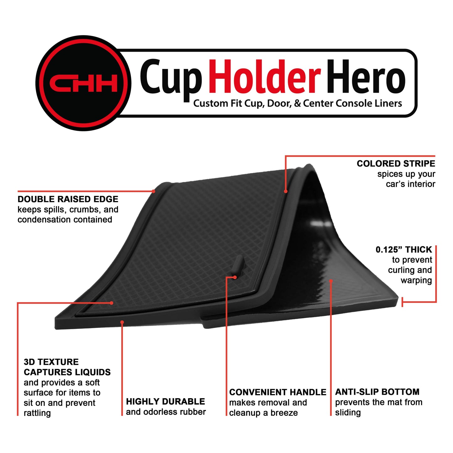 CupHolderHero fits Toyota Accessories Premium Custom Interior Non Slip Anti Dust Cup Holder Inserts, Center Console Liner Mats, Door Pocket Liners