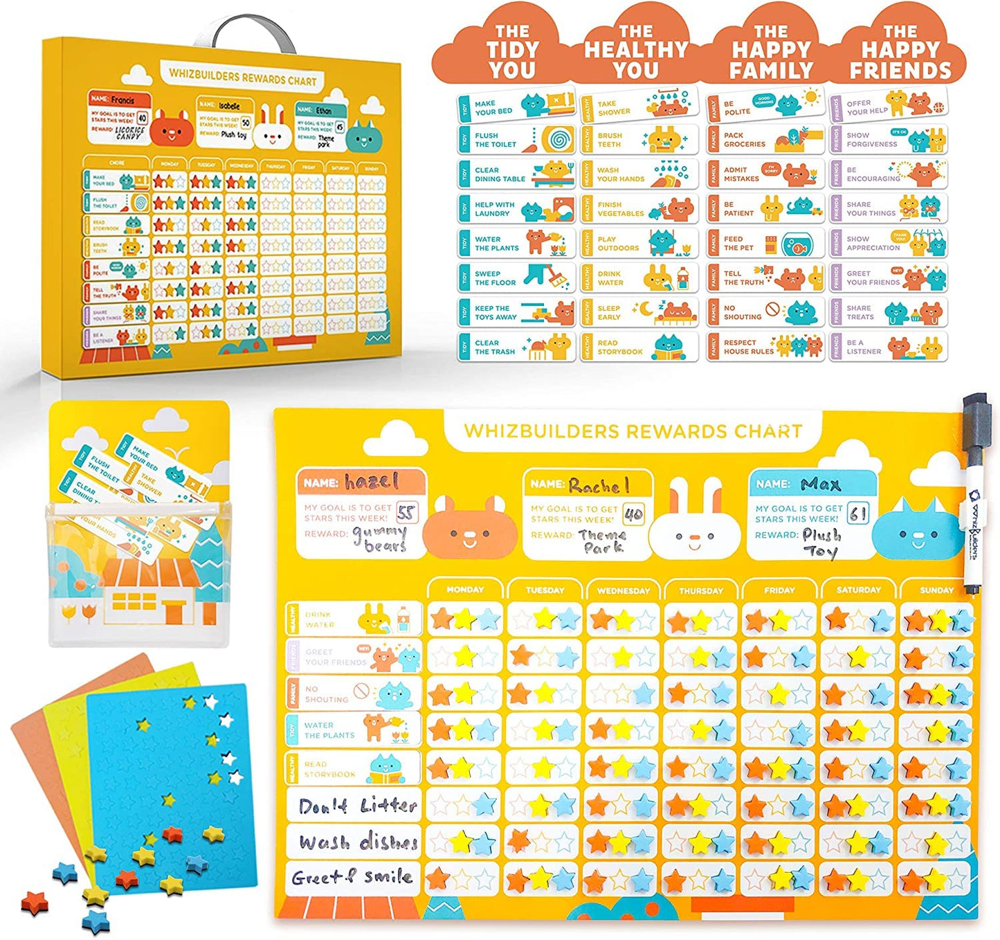 Behavior Chart for Kids at Home� Daily Responsibility Reward Chart for Multiple Kids and Toddlers, Magnetic Calendar for Multiple Household Chores - Homeschool Kindergarten Preschool Learning Supplies