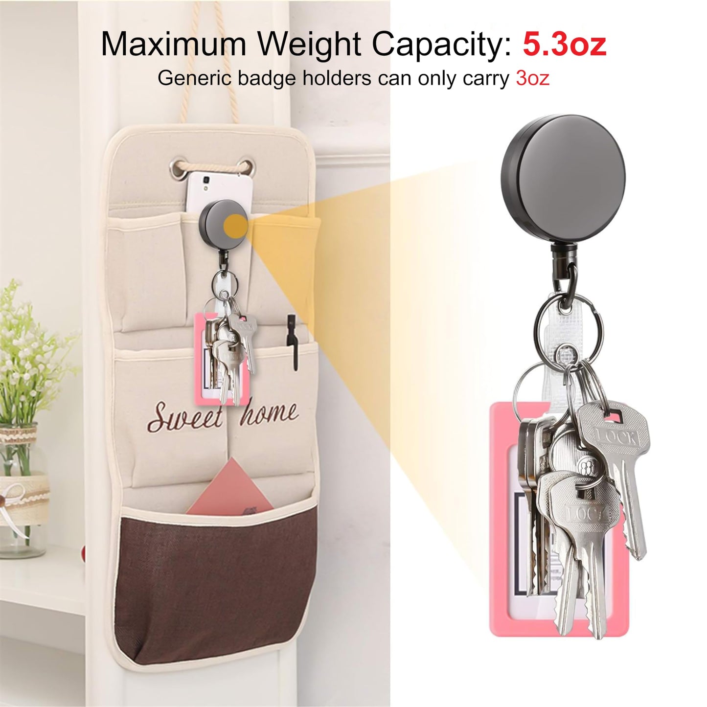 Heavy Duty Retractable Badge Holder Reel, Will Well Metal ID Badge Holder with Belt Clip Key Ring for Name Card Keychain [All Metal Casing, 27.5" Cord, Reinforced Id Strap]