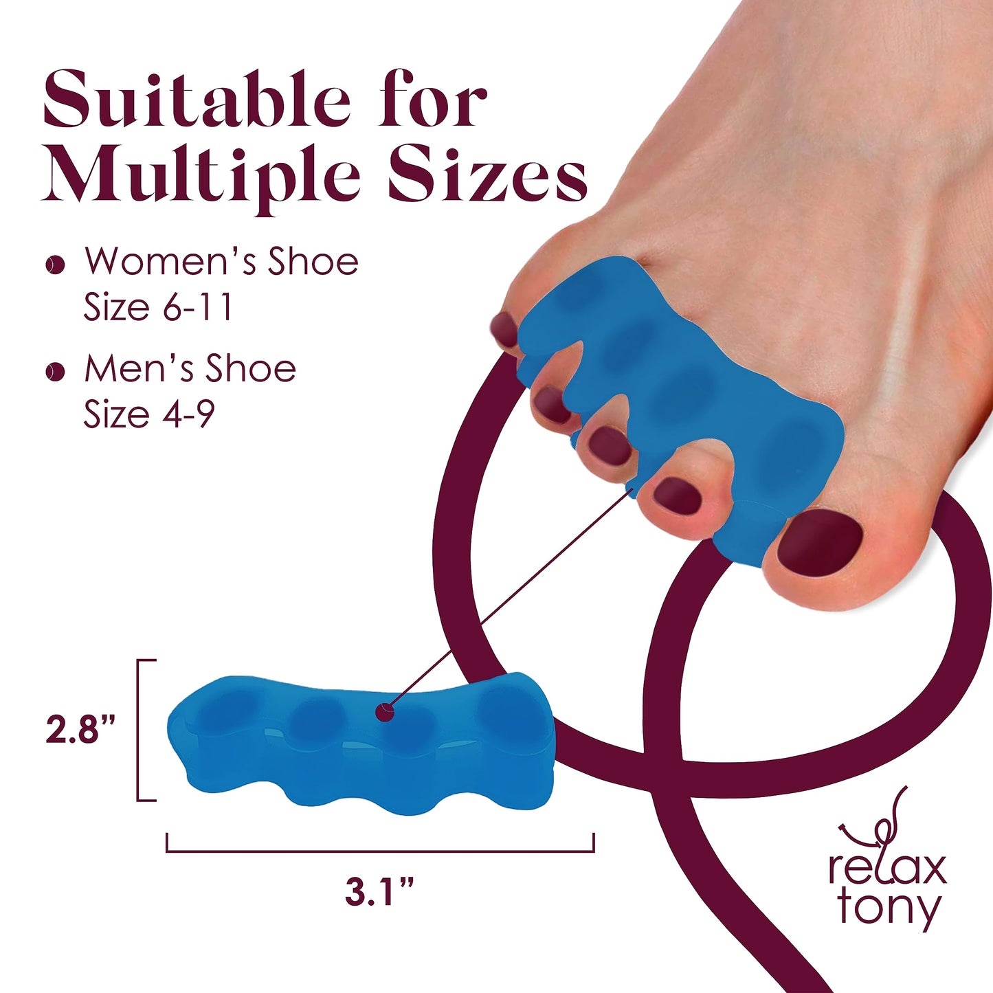 Toe Separators, Straighteners & Spacers | Hammer Toe & Bunion Corrector For Men & Women | Use for Pedicure, Yoga & Running