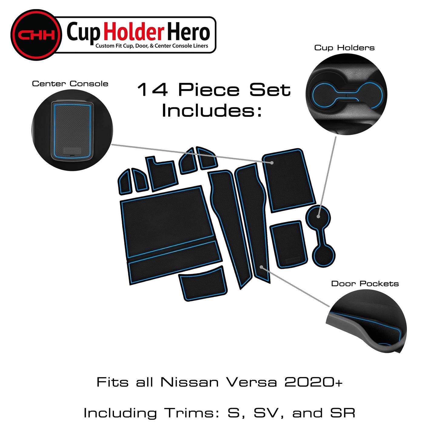 2020-2022 Nissan Versa - Premium Cup Holder Liners Kit