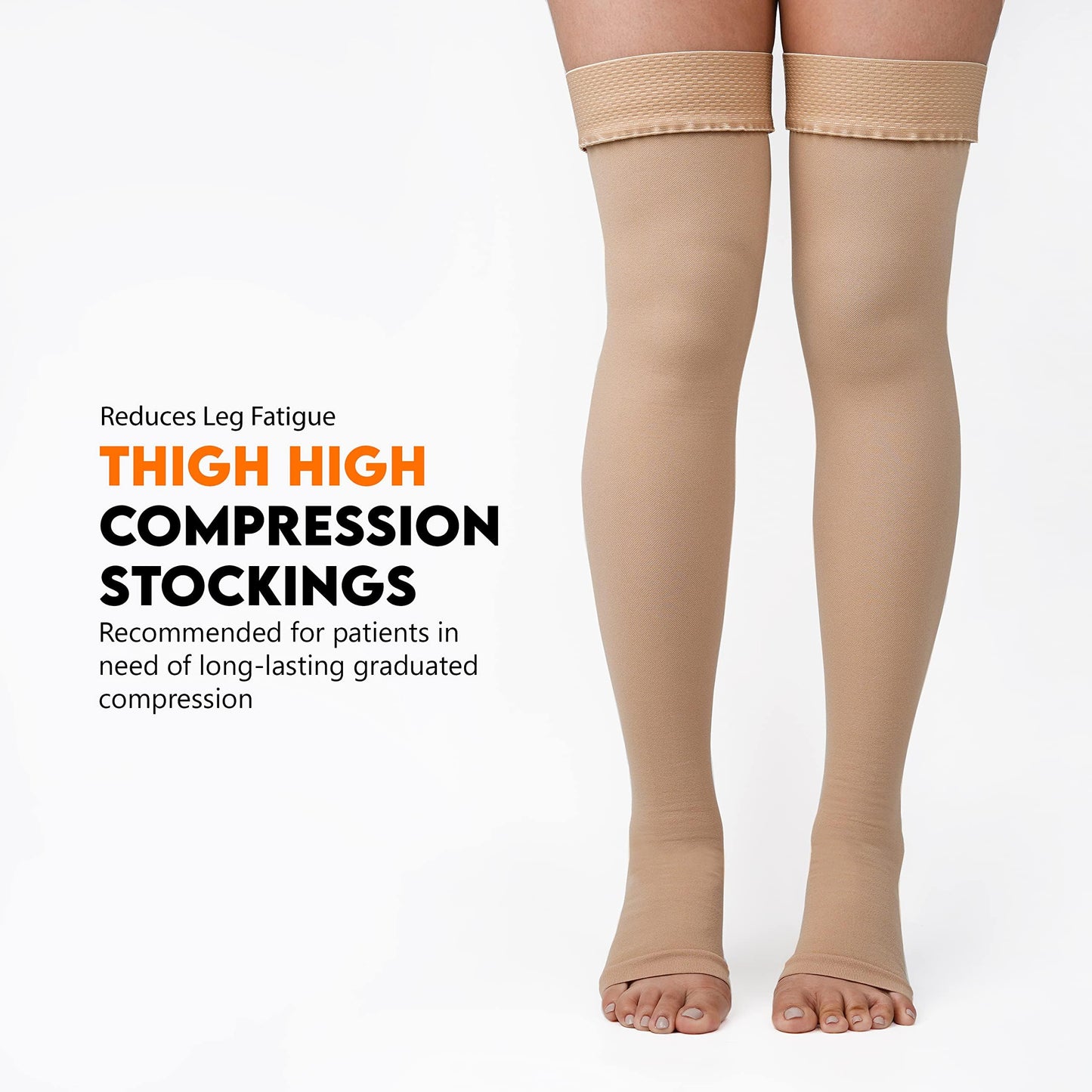 Thigh High Compression Stockings 20-30mmHg Open-Toe for Men and Women Support