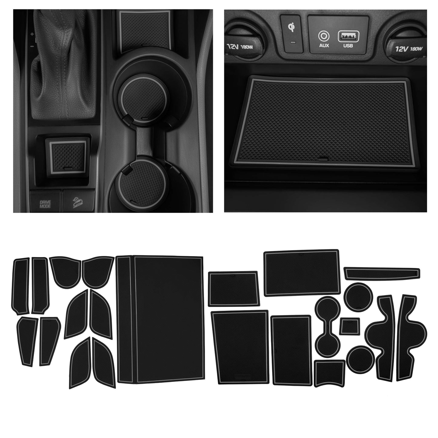 2016-2021 Hyundai Tucson - Premium Cup Holder Liners Kit