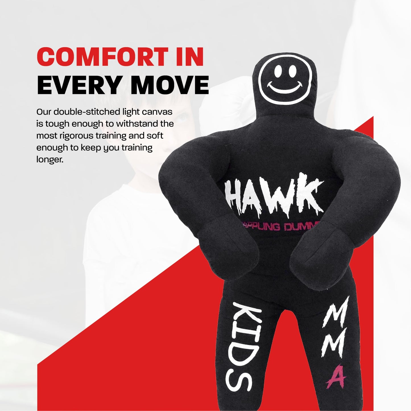 Hawk Sports Kids Grappling Dummy for Fitness & Training, Pose, Strike & Throw Wrestling Dummy for Kids, 3 ft. Punching Dummy for MMA, Jiu-Jitsu, Judo, Karate & Wrestling Practice & Sparring