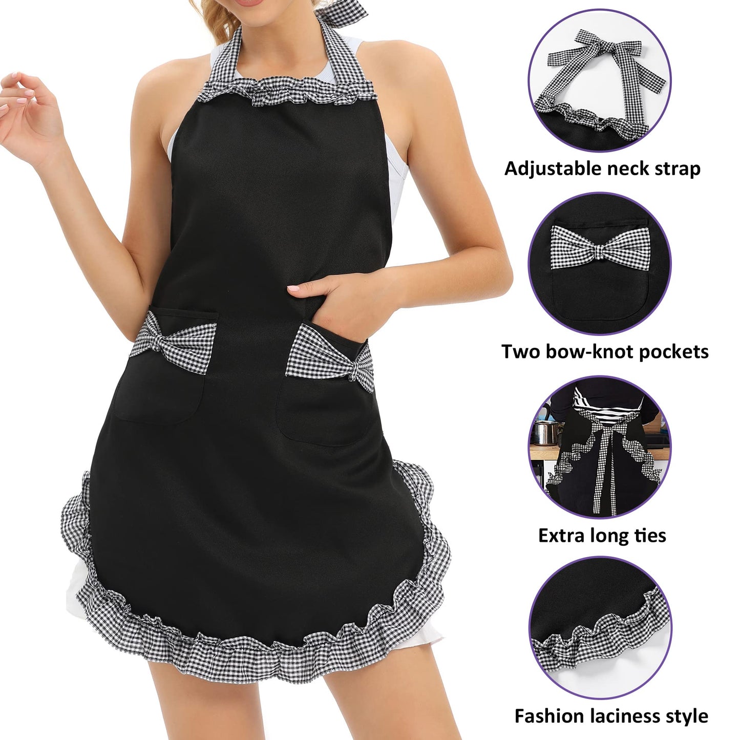 Will Well Cute Retro Vintage Apron for Women with Pockets, Gifts for women